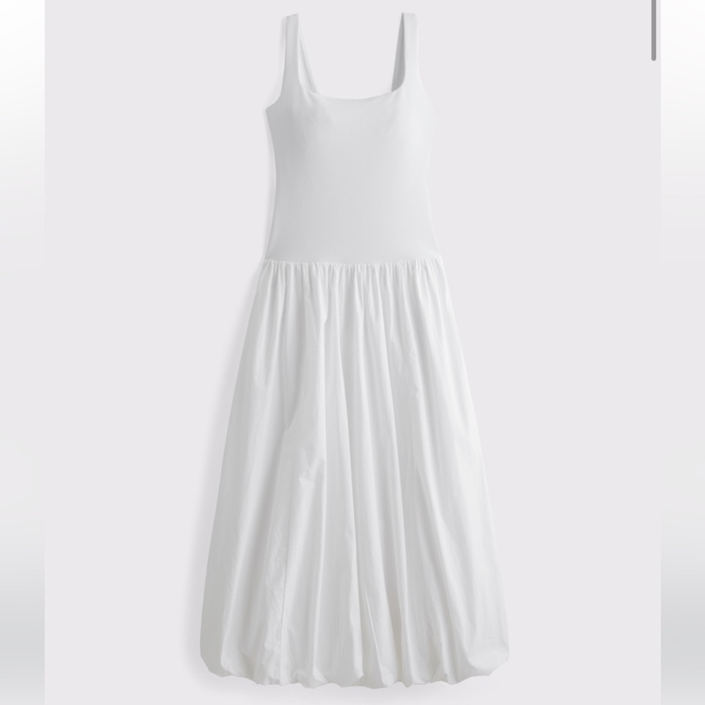 NWT Abercrombie & Fitch Mixed Fabric Bubble Hem Midi
Dress XXS Tall